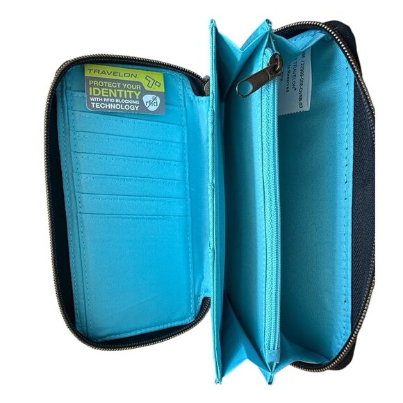 NEW IN BOX Travelon Black Safe ID RFID Blocking Zippered Wallet Wristlet - Picture 8 of 10